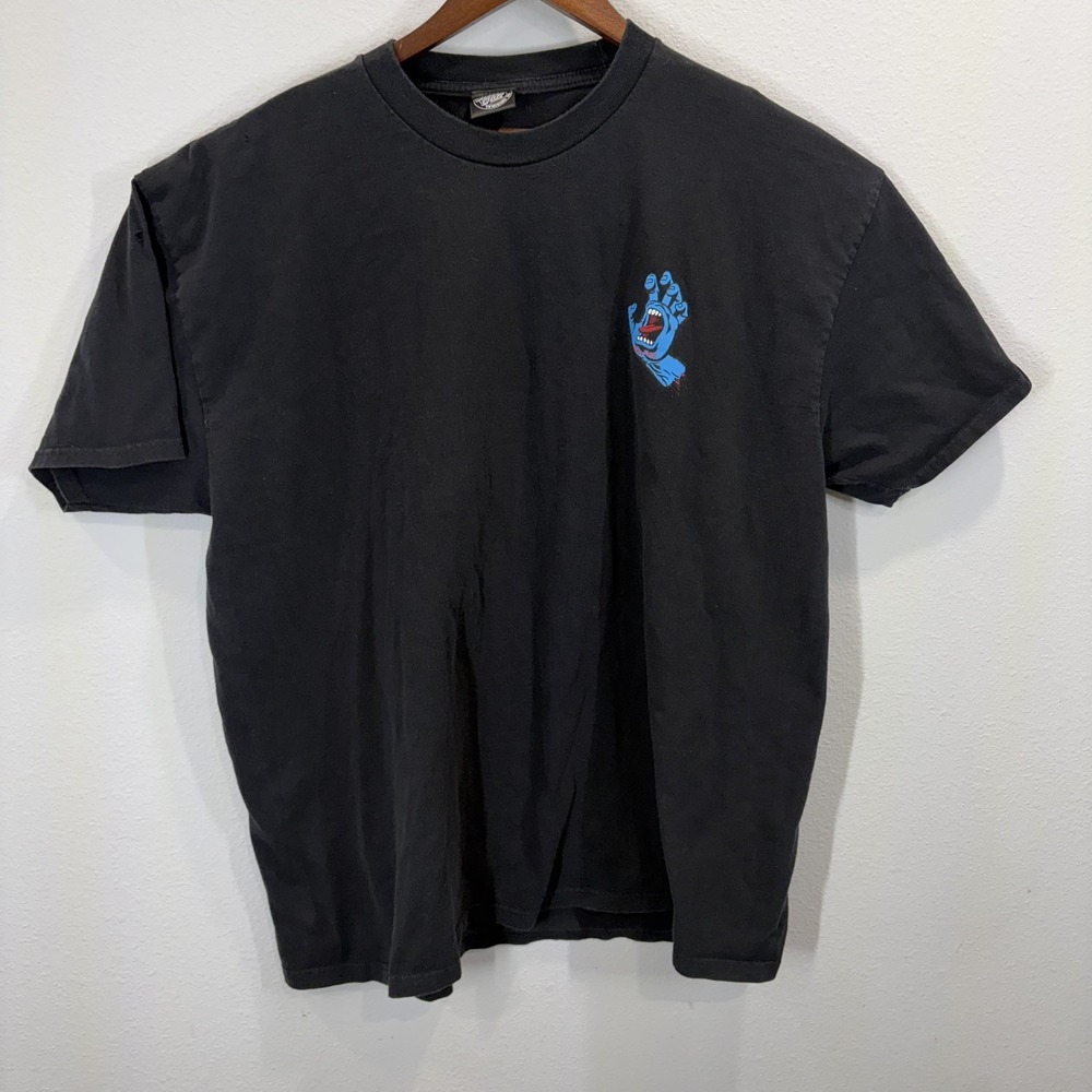Santa Cruz Men Shirt Black Graphic Screaming Hand Skate Grunge